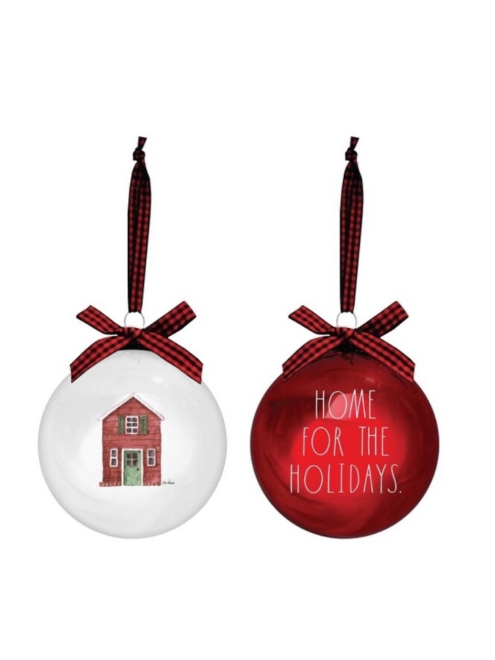 Giant Rae Dunn home for the holidays new in box 2 Christmas tree ornaments Texas